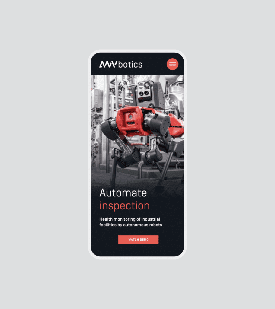 Phone mockup displaying the mobile interface of ANYbotics.