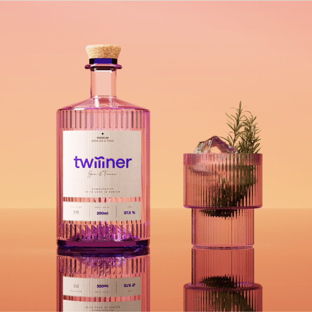Branded drink mockup featuring Twiliner’s signature gradient colors.