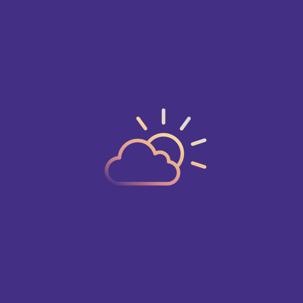 Icon showing a sun partly covered by a cloud, symbolizing transition.