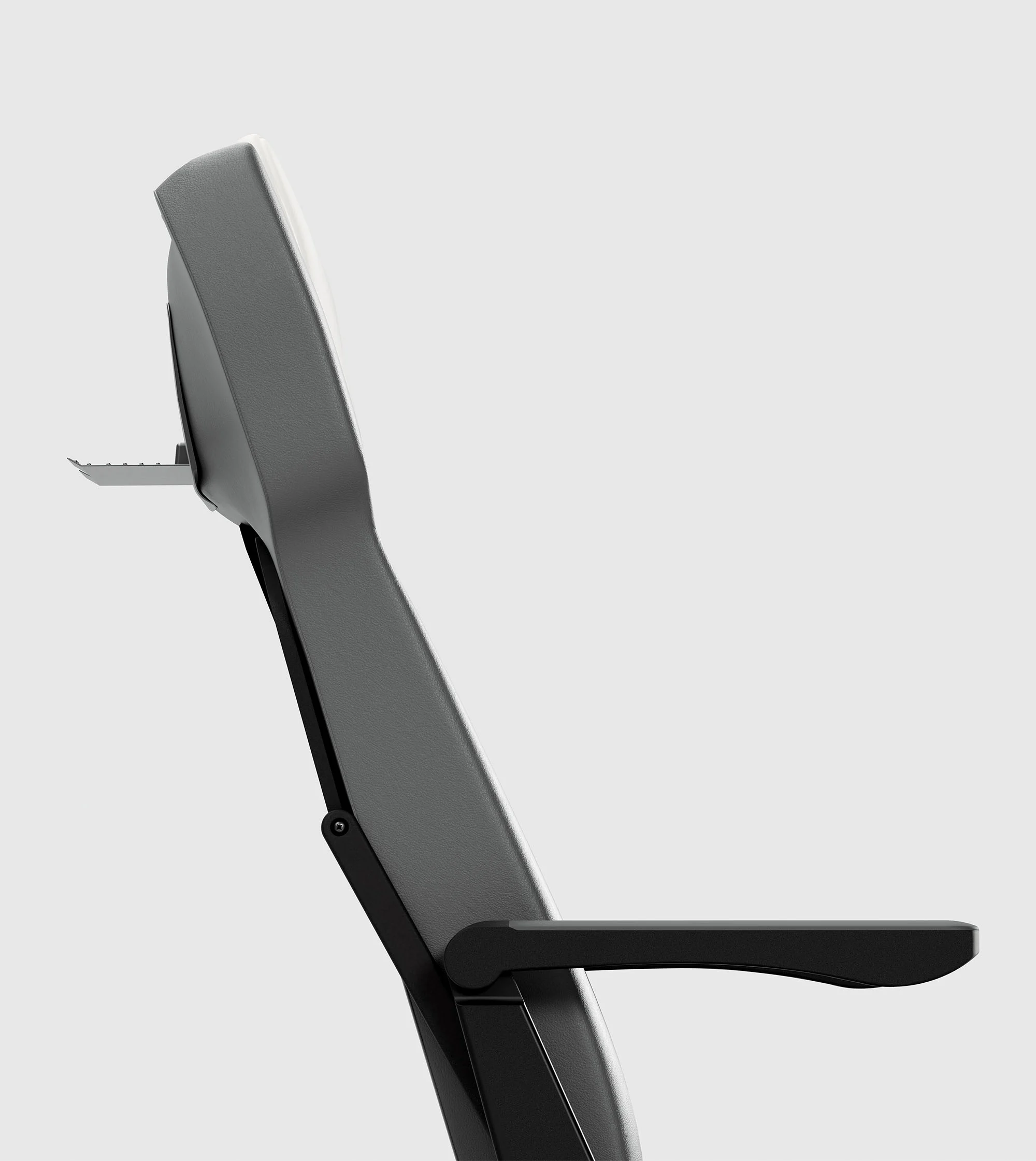Side profile of seat highlighting its lightweight design.