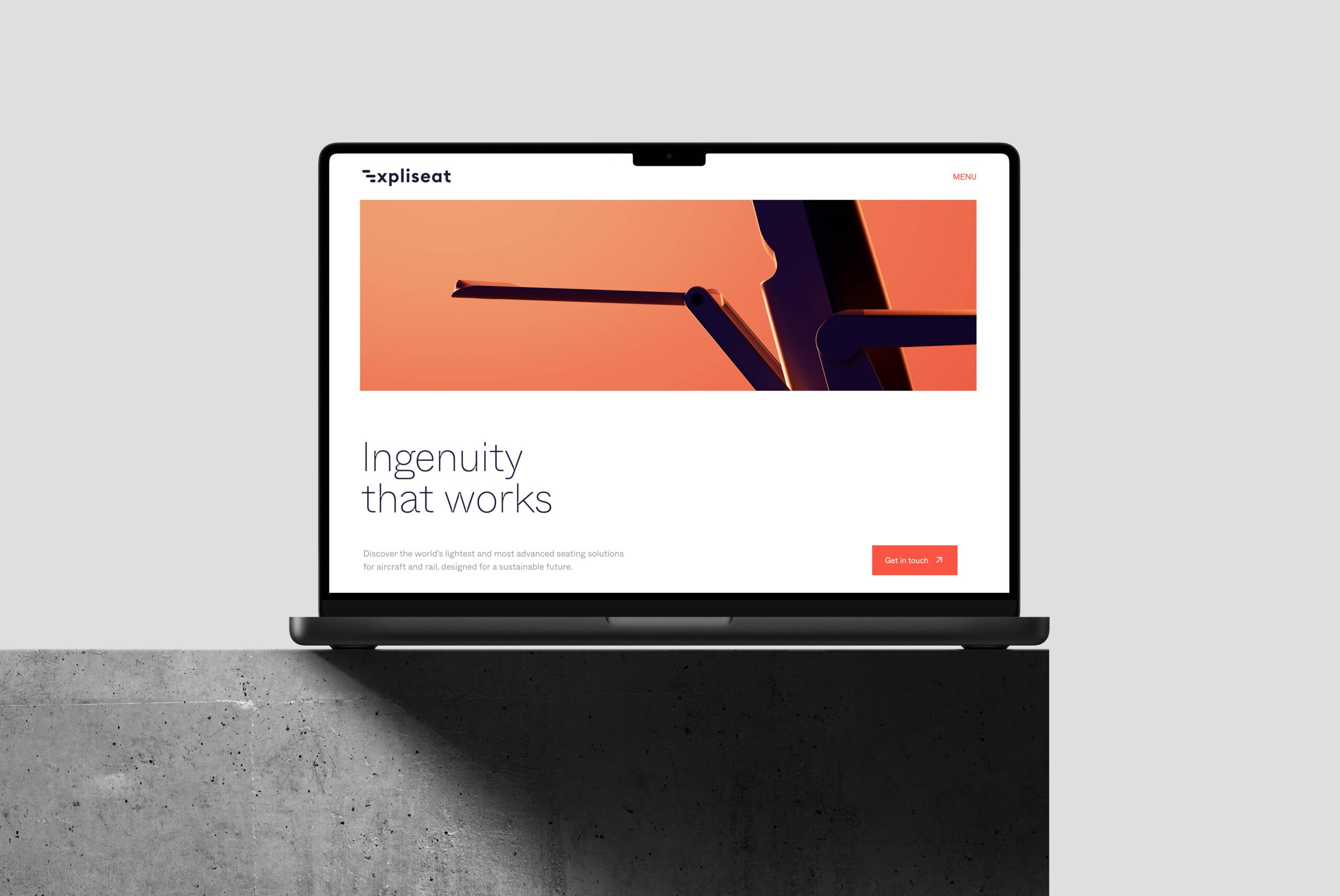 Website homepage mockup with Expliseat branding.